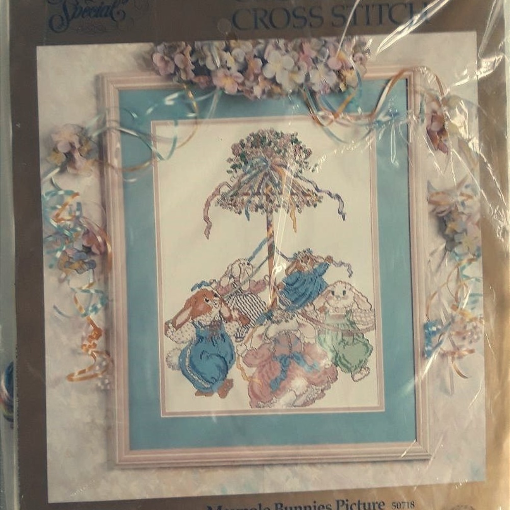 Cross Stitch kit- "Maypole Bunnies"  *Vintage*
